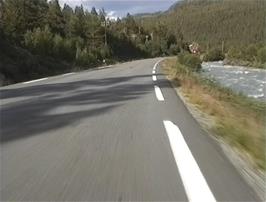 Not far from the hostel now, but still the road goes down, following the river